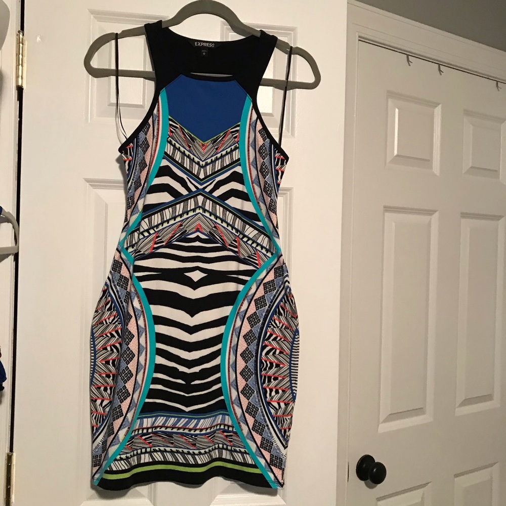 Geometric Animal Print Body Con Dress